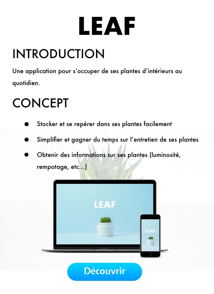 LEAF - Une application pour s'occuper de ses plantes d'intérieur au quotidien